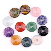 Pendentif Donut en Pierre Naturelle Multi-Tailles 12/14/16/18/20/25/30/40 MM, Perle en Cristal Donut de la Paix pour la Fabrication de Bijoux DIY