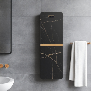 Radiateur chauffe-serviettes électrique mural double paroi en acier inoxydable noir pour hôtel, grand modèle à <span class=keywords><strong>eau</strong></span> <span class=keywords><strong>chaude</strong></span>, porte-serviettes de salle de bain - Product Image 4