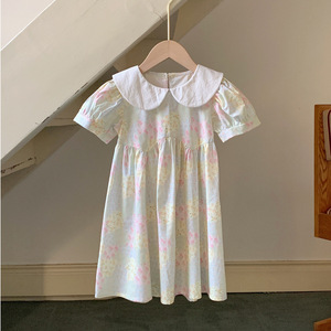 Robe d'été à col <span class=keywords><strong>Peter</strong></span> <span class=keywords><strong>Pan</strong></span> pour petites filles, motif floral, manches bouffantes, pour les tout-petits - Product Image 2