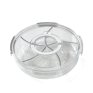 Bandeja Giratoria Transparente para Aperitivos con Tapa y Asa, Caja de Almacenamiento Interior Dividida para Fiestas, Hogar y Cocina - Product Image 1