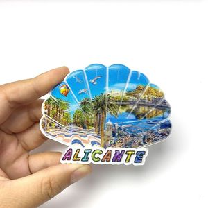 Personalizado España <span class=keywords><strong>Alicante</strong></span> ciudad creativa paisaje forma de concha imán magnético para refrigerador recuerdo turístico decoraciones para el hogar - Product Image 2