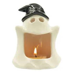 Customized Funny Cute Ghost Candlestick Candle Holder Halloween Ceramic Candle Jar