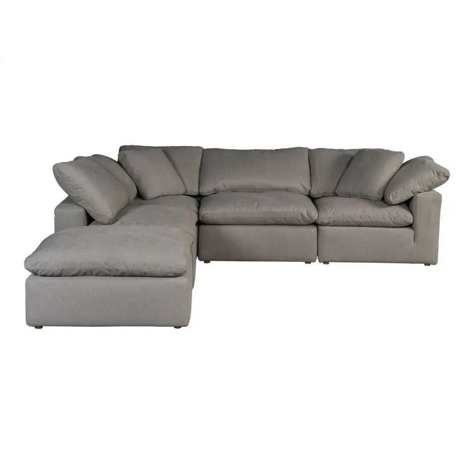 Desain Set Sofa Sudut Modular Kain Konvertibel Modern Mewah dengan Tumpuan Kaki