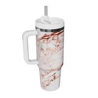 DD1775 Griotte Boba H2.0 Gobelet de voyage isotherme sous vide 40 oz avec poignée, couvercle et paille, motif marbre pour voiture