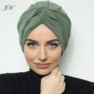 Wholesale Elegant Easy To Wear Plain Cotton Jersey Turban Wrap Turkey Instant Hijab Women Scarf 2019