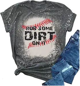 Rub Some Dirt On It Baseball Graphic Cute T Shirt Women's Letter Printed Softball Tees Casual Sports Tops