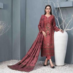 Women Winter Three Piece Suit Dhanak Color Embroidered Sweat Suit <strong>Pakistani</strong>/Indian Ethnic Wear - Product Image 5