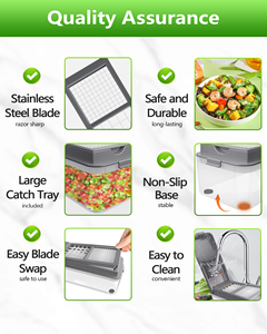 2-in-1 <b>Multifunctional</b> Manual <b>Vegetable</b> Chopper & Slicer Dicer for Onion Fruit, 2 Stainless Steel Blade - Product Image 3