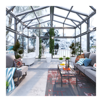 Villa de style européen Cabane de soleil en verre entièrement rétractable pour l'extérieur élégant Maisons en aluminium Véranda sur pied de tous les côtés