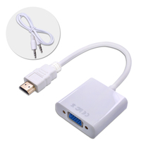 Adaptador convertidor TISHRIC HDMI a VGA, macho a hembra, compatible con HDMI a VGA con cable de audio para PC, portátil, tableta, TV Box