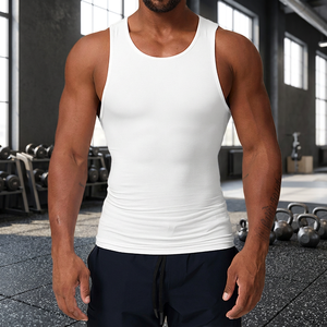 Wholesale Mens Knitted <b>Stringer</b> Tank Top Quick Dry Moisture Wicking Workout Running <b>Vest</b> Breathable Fitness Training Sports Wear - Product Image 4