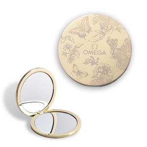 Unique Design New Style Hot Souvenir Metal <b>Compact</b> Engraved Laser Logo Gold Plated <b>Compact</b> <b>Mirror</b> - Product Image 2