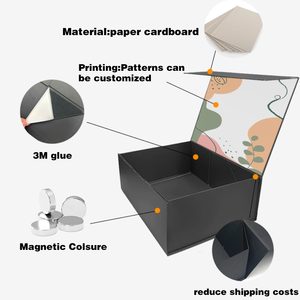 Cajas Rígidas de Regalo de Cartón Negro Magnéticas Plegables Personalizadas para Productos Cosméticos de Cuidado de la Piel de Lujo con Envoltura de <span class=keywords><strong>Rafia</strong></span> - Product Image 5