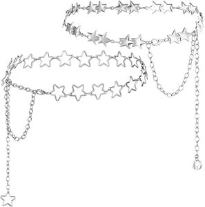 เข็มขัดโซ่รูปดาวสำหรับผู้หญิง ปรับได้ รูปตัว Y โลหะ เข็มขัดคาดเอวสไตล์พังก์ สำหรับชุดเดรส กางเกงยีนส์ งานเรฟ - Product Image 1