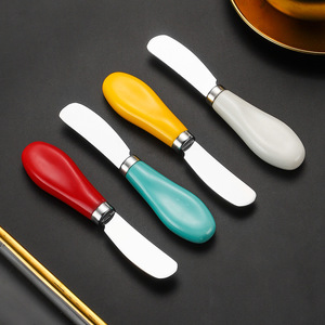 มีดเนยสแตนเลสแบบมีด้ามเซรามิก ข้ามพรมแดน สำหรับปาดชีสขนาดเล็ก มีดทาแยมขนมปัง เหล็ก 430 ผลิตที่เจียหยาง - Product Image 2