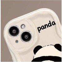 Mignon Vague Bord Avec Panda En Peluche Queue Conception Souple TPU Couverture de Téléphone Coque Arrière Pour Iphone 6 7 8 X Xr XS 11 12 13 14 15 16 Pro Max