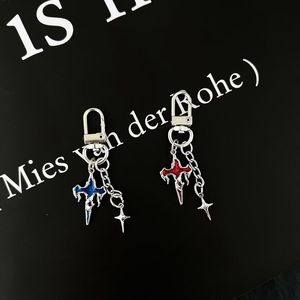 New Alloy Star Moon Keychain Creative Four Pointed Stars Accessories <b>Key</b> <b>Ring</b> Pendant Backpack Decoration Women <b>Men</b> Jewelry Gift - Product Image 2