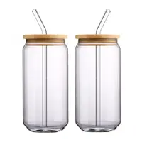 13oz 18oz Sublimation becher Bierdose geformte Trinkglas schale mit Bambus deckel und Glass troh Biergläsern