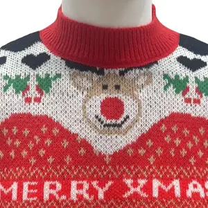 China machte Luxus hässliche Weihnachten Rundhals ausschnitt rote Pullover Unisex mit benutzer definierten Logo gedruckt