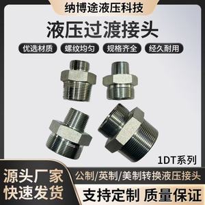 Raccord droit Naboto en acier au carbone zingué, raccords hydrauliques filetés, filetage extérieur conique britannique - Product Image 3