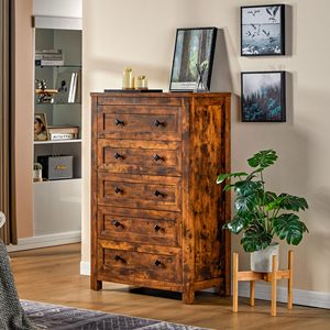 Trang trại bằng gỗ cao 5 ngăn kéo tủ quần áo, tủ gỗ ngăn kéo cho phòng ngủ, tủ lưu trữ, đồ nội thất hành lang với không gian lưu trữ - Product Image 3