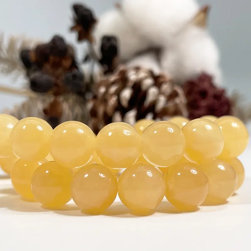 Natural Smooth Yellow Honey Jade Gemstone Loose Beads For Jewelry Making DIY Handmade Crafts 4mm 6mm 8mm 10mm 12mm 14mm