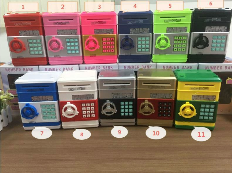 Elektronische spaarpot voor kinderen, spaarvarken, kinderkluis, ATM spaarpot met wachtwoord, geldspaarpot met automatische bankbiljettenhouder voor jongens en meisjes, blauw