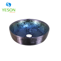 Lavabo de comptoir en céramique au design traditionnel doré, couleur élégante pour salle de bain, lavage pour villa, fabriqué en Chine