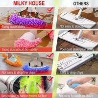 Chaussons de vadrouille à poussière en microfibre douce couvre-chaussures lavables pour le nettoyage des sols