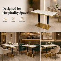 Luxuriöser Moderner Kommerzieller Restaurant-Esstisch Gesinterte Steinplatte Goldene Metallbeine für Hotel Café Hochzeitslocation OEM Maßanfertigung