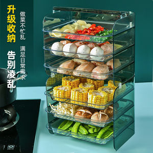 Multi Layer Transparent <b>Kitchen</b> Food Storage <b>Tray</b> Rectangle Wall Mounted 4 7 Compartments For Home Use - Product Image 1