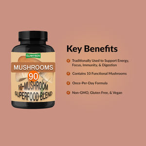 Cápsulas de setas de etiqueta privada, suplemento nootrópico, extracto de melena de León, fortalece <span class=keywords><strong>el</strong></span> <span class=keywords><strong>sistema</strong></span> inmunológico, píldoras de Cordyceps - Product Image 5