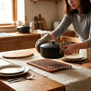 Alfombrilla Aislante de Calor de Madera de Acacia, Rectangular, Antideslizante, para Ollas y Sartenes, para Uso en Mesa - Product Image 5