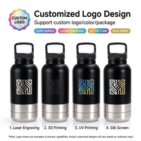 Bouteille d'eau sport 3-en-1 en acier inoxydable personnalisée grande capacité pour extérieur, avec distributeur d'eau amovible et 2 gamelles pour animaux de compagnie, 1L