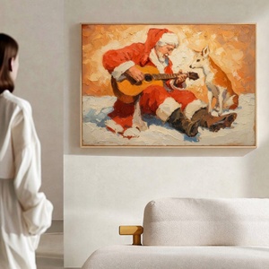 Arte Festivo de Invierno, Lienzo Texturizado de Santa Claus, Arte Mural Realista con Textura 3D en Lienzo, Pintura Decorativa Hecha a Mano - Product Image 2