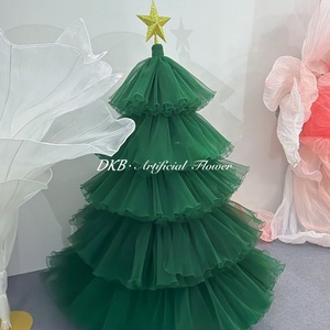 Ornements <span class=keywords><strong>de</strong></span> Noël personnalisés en tulle vert, grand <span class=keywords><strong>sapin</strong></span> <span class=keywords><strong>de</strong></span> Noël <span class=keywords><strong>de</strong></span> 200 cm en organza fait main pour vitrine <span class=keywords><strong>de</strong></span> centre commercial, fête, décoration intérieure - Product Image 4
