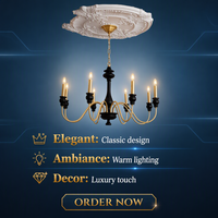 Lustre Mini Chandelier 5 Lumières en Fer Noir, Style Rétro Européen, AC Blanc Chaud, Hauteur Réglable, Idéal Petits Espaces, Décoration Intérieure, Garantie 3 Ans