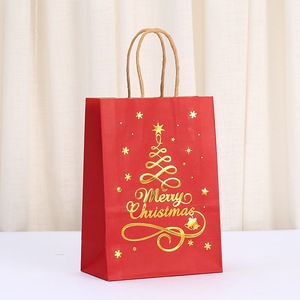 Gaya baru liburan jumlah besar pohon emas merah tas belanja Selamat Natal tas kertas Natal untuk hadiah - Product Image 4