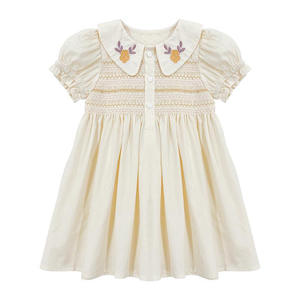 Ropa de Bebé para Verano, Vestido de Niña con Bordado Floral, Cuello Bordado, Vestidos Casuales para Niñas - Product Image 1