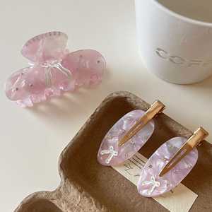 Horquillas para el Cabello al por Mayor, Nuevas Horquillas con Lazo Elegantes de Alta Calidad para Niñas, Horquillas con Lazo Rosadas Exquisitas para Uso Diario - Product Image 1