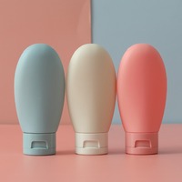 Botellas de Loción Ovaladas de PE Reciclado, Recargables, con Tapa Abatible, para Cosméticos de Viaje, Color Personalizado, Logotipo Personalizado, Jabón Líquido, Gel de Ducha