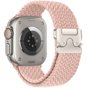 Bracelet en nylon tressé GuHe avec boucle élastique pour Apple Watch, compatible avec les tailles 44, 46, 49 et 45 mm, avec boucle parachute. - Product Image 1