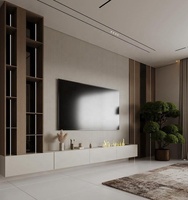 Lemari TV Modular Modern Kontemporer Wabi Sabi dari Baja Anti Karat dengan Penyimpanan, Terpasang di Dinding, Ramah Lingkungan, dan Dapat Dikustomisasi