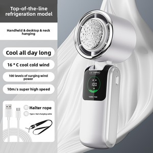 Ventilador de Mano Plegable de Alta Velocidad con Refrigeración por Semiconductor, Motor sin Escobillas, Recargable por USB, Enfriamiento con Hielo, para Colgar en el Cuello - Product Image 5