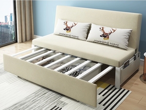 Divano Letto Multifunzione in Legno Senza Braccioli Pieghevole per Soggiorno - Product Image 3