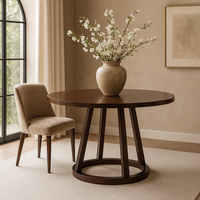 Table à manger en bois de manguier |   Conception moderne pliable faite à la main |   Protections de sol en caoutchouc couleur bois massif brun foncé sur mesure, garantie 3 ans