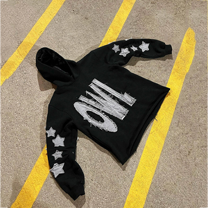 Streetwear Premium Quality 100% Cotton <b>Raw</b> Hem Heavyweight 400 Gsm Thick Custom Distress Embroidery Patch Digital Autumn - Product Image 6