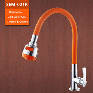 Robinet de cuisine à eau froide à montage <span class=keywords><strong>sur</strong></span> plan avec douchette flexible, blanc, pour évier de cuisine - Product Image 2