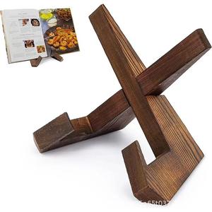 Lingyue Wooden Tablet Stand Adjustable Height Solid Wood <b>Desk</b> Holder For Kitchen Recipe Display <b>Retro</b> Color 2024928 - Product Image 5