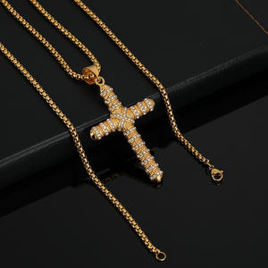 Hip Hop Iced Out Gothic Cross Christian Designer impermeable deslustre libre Acero inoxidable joyería colgante collares hombres hombre - Product Image 4